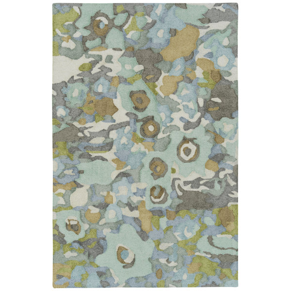 Kaleen Flora Fantasies Abstract Handmade Tufted Seafoam Indoor